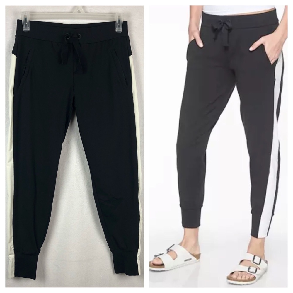 Athleta Size Small Metro Track Jogger Black White